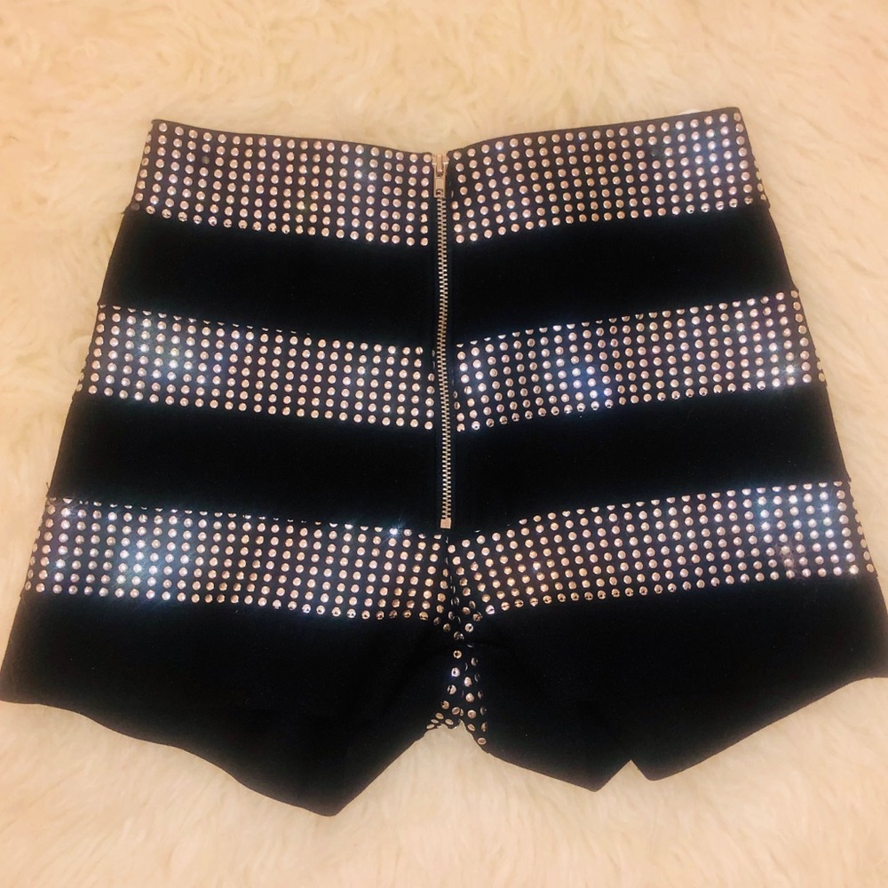 Studded Silver and Black Festival Shorts w/ Zip